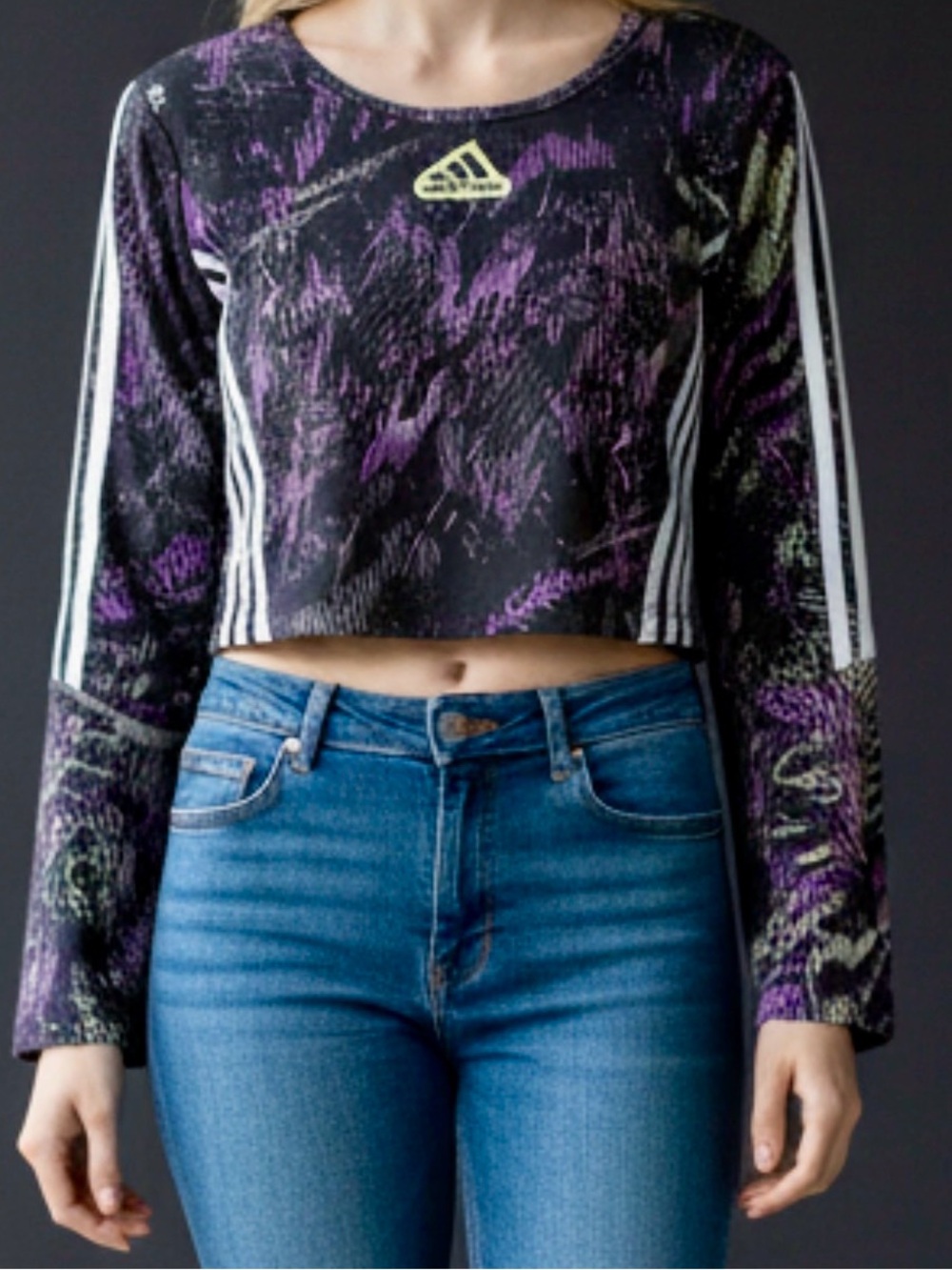 Adidas Women's Sportswear Hyperpulse Crop Long Sleeve Tee  Multicolor Size M